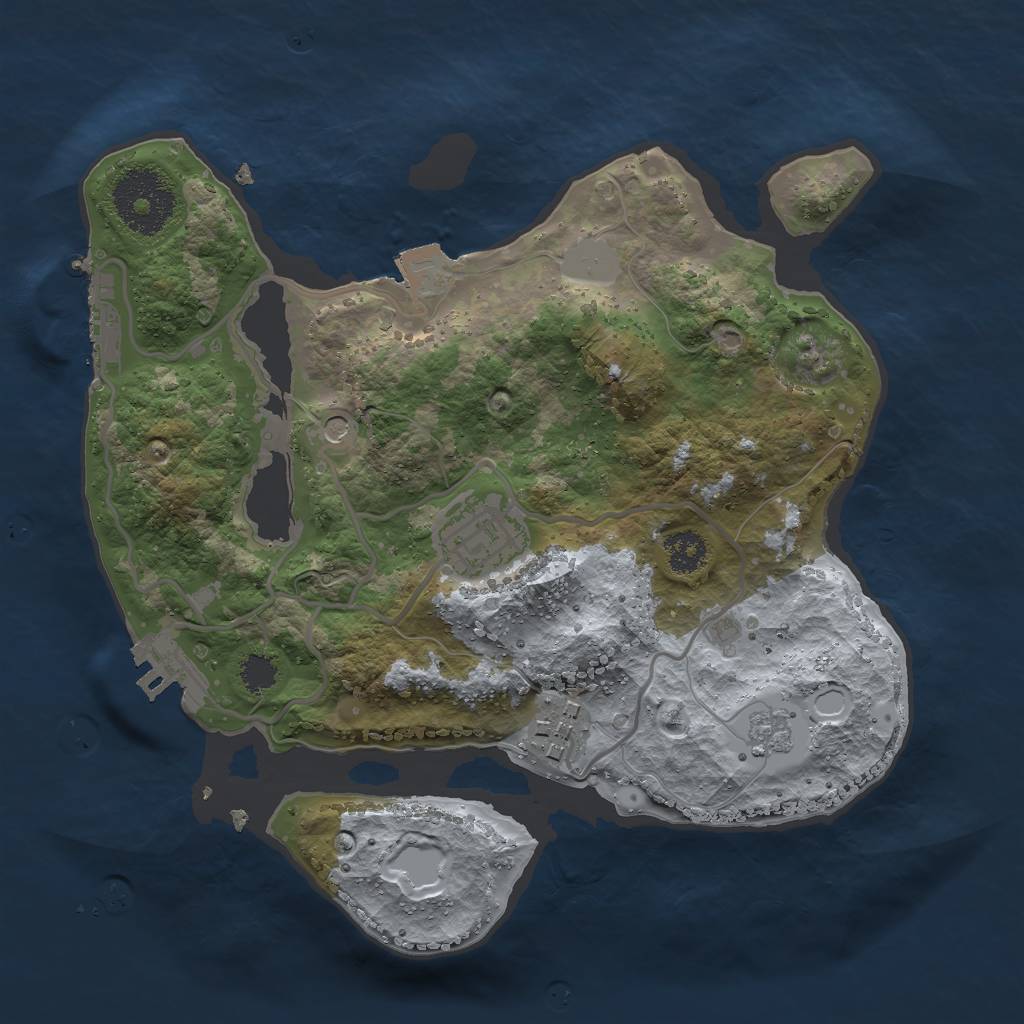 Rust Map: Procedural Map, Size: 2500, Seed: 814950370, 9 Monuments
