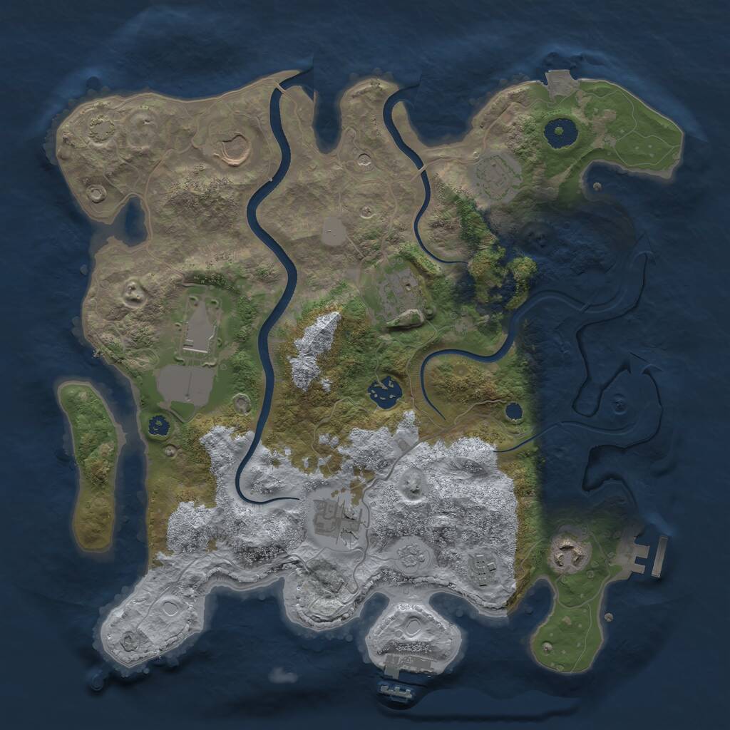 Rust Map: Procedural Map, Size: 3500, Seed: 925703222, 14 Monuments
