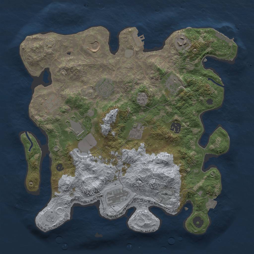 Rust Map: Procedural Map, Size: 3500, Seed: 925703222, 18 Monuments
