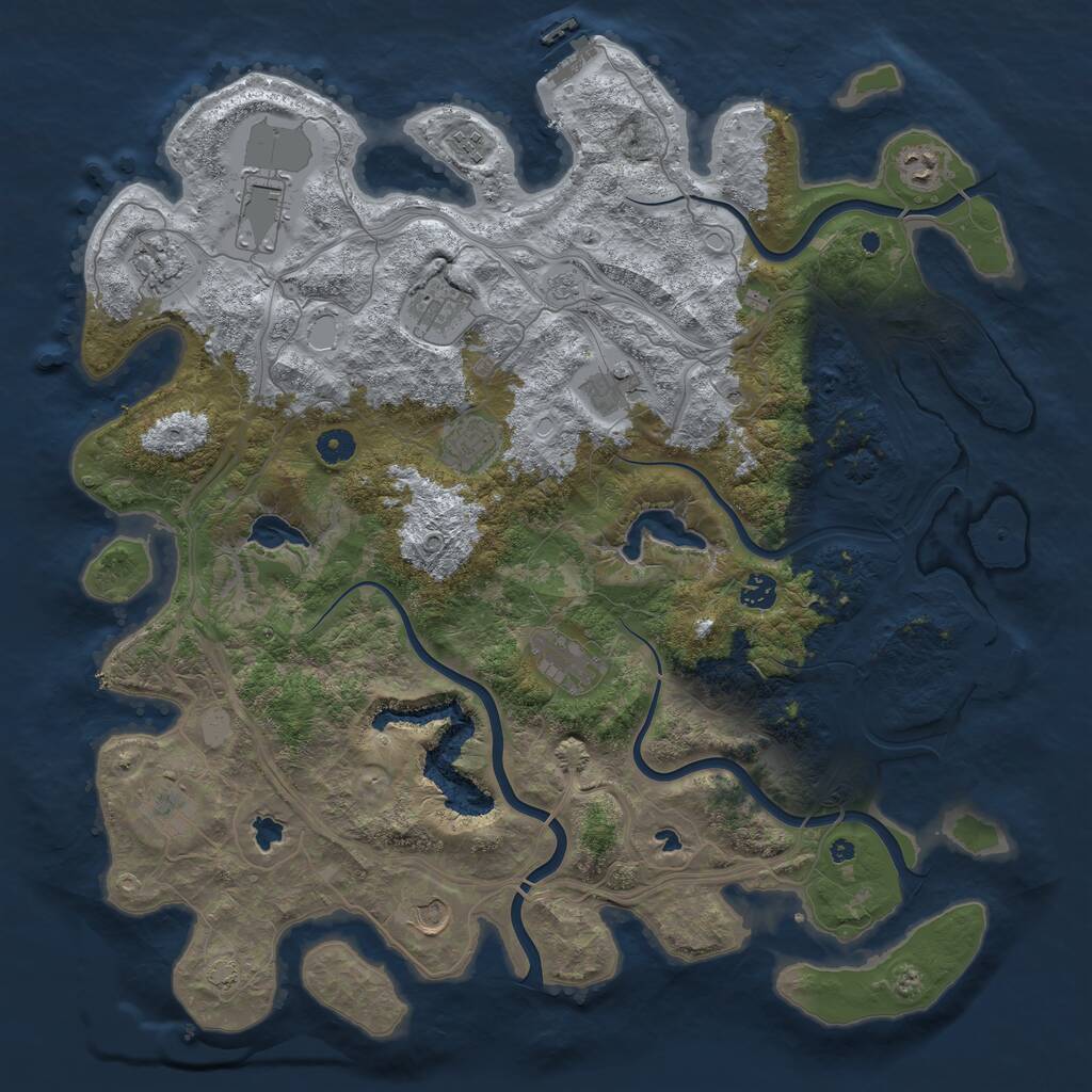 Rust Map: Procedural Map, Size: 4500, Seed: 601355396, 17 Monuments