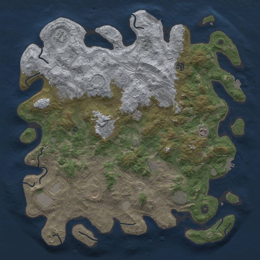 Rust Map: Procedural Map, Size: 4500, Seed: 601355396, 19 Monuments