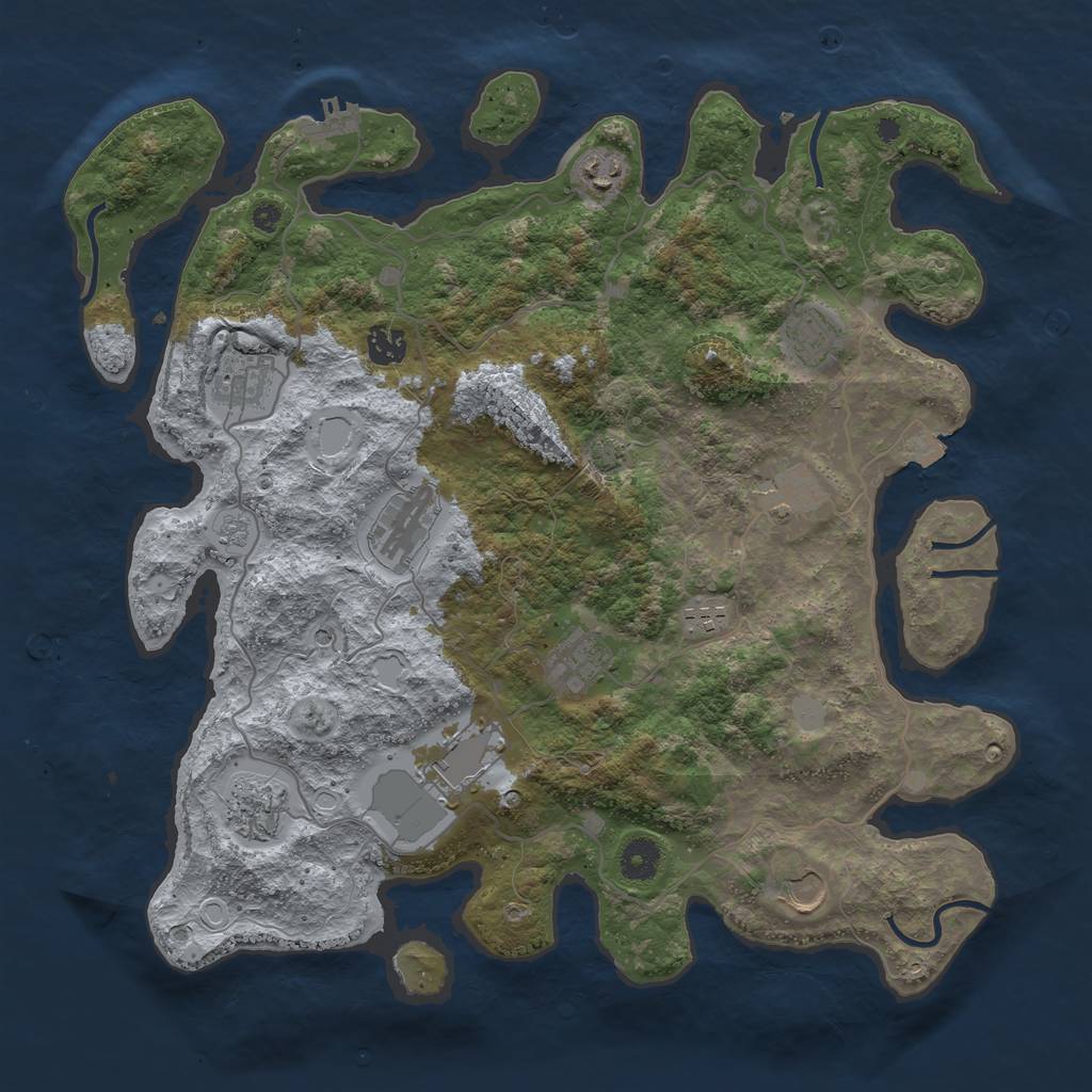 Rust Map: Procedural Map, Size: 4000, Seed: 6738332, 18 Monuments