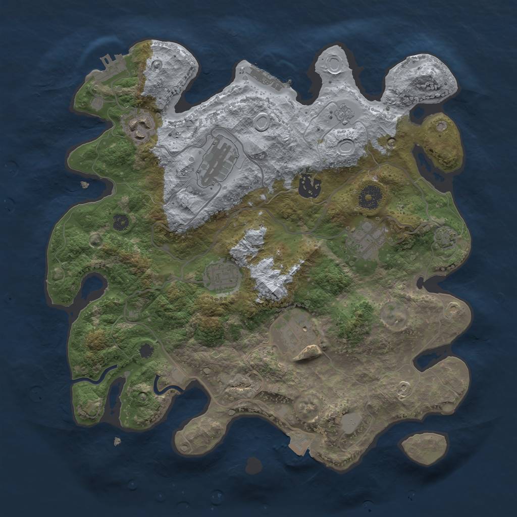 Rust Map: Procedural Map, Size: 3250, Seed: 721736, 13 Monuments