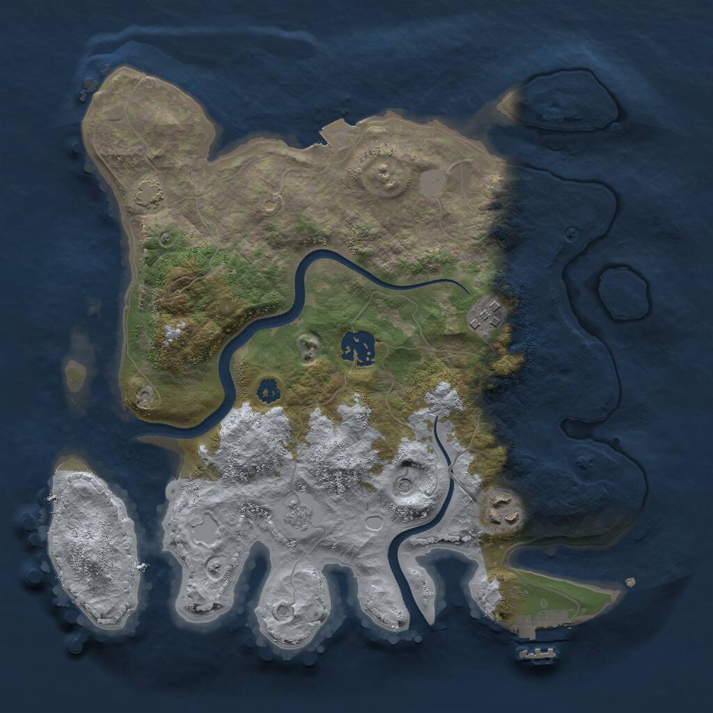 Rust Map: Procedural Map, Size: 3000, Seed: 2941758, 8 Monuments