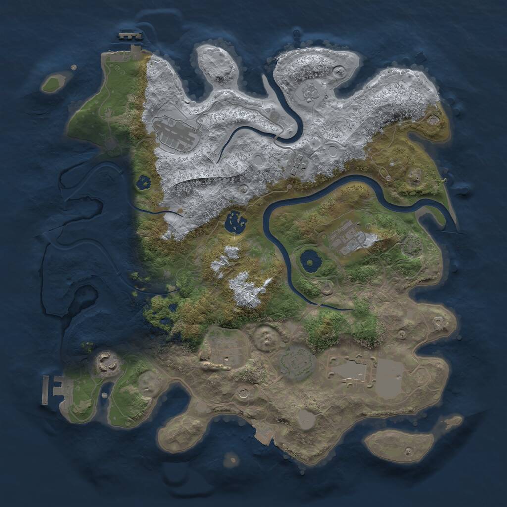 Rust Map: Procedural Map, Size: 3500, Seed: 721736, 14 Monuments