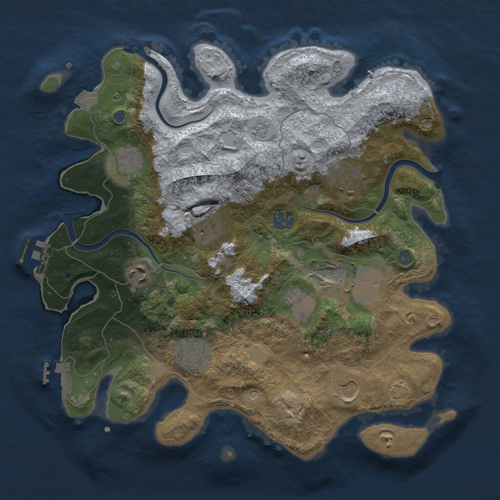 Rust Map: Procedural Map, Size: 3500, Seed: 721736, 15 Monuments
