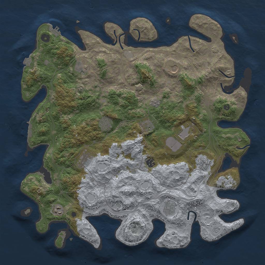 Rust Map: Procedural Map, Size: 4500, Seed: 1210332577, 19 Monuments
