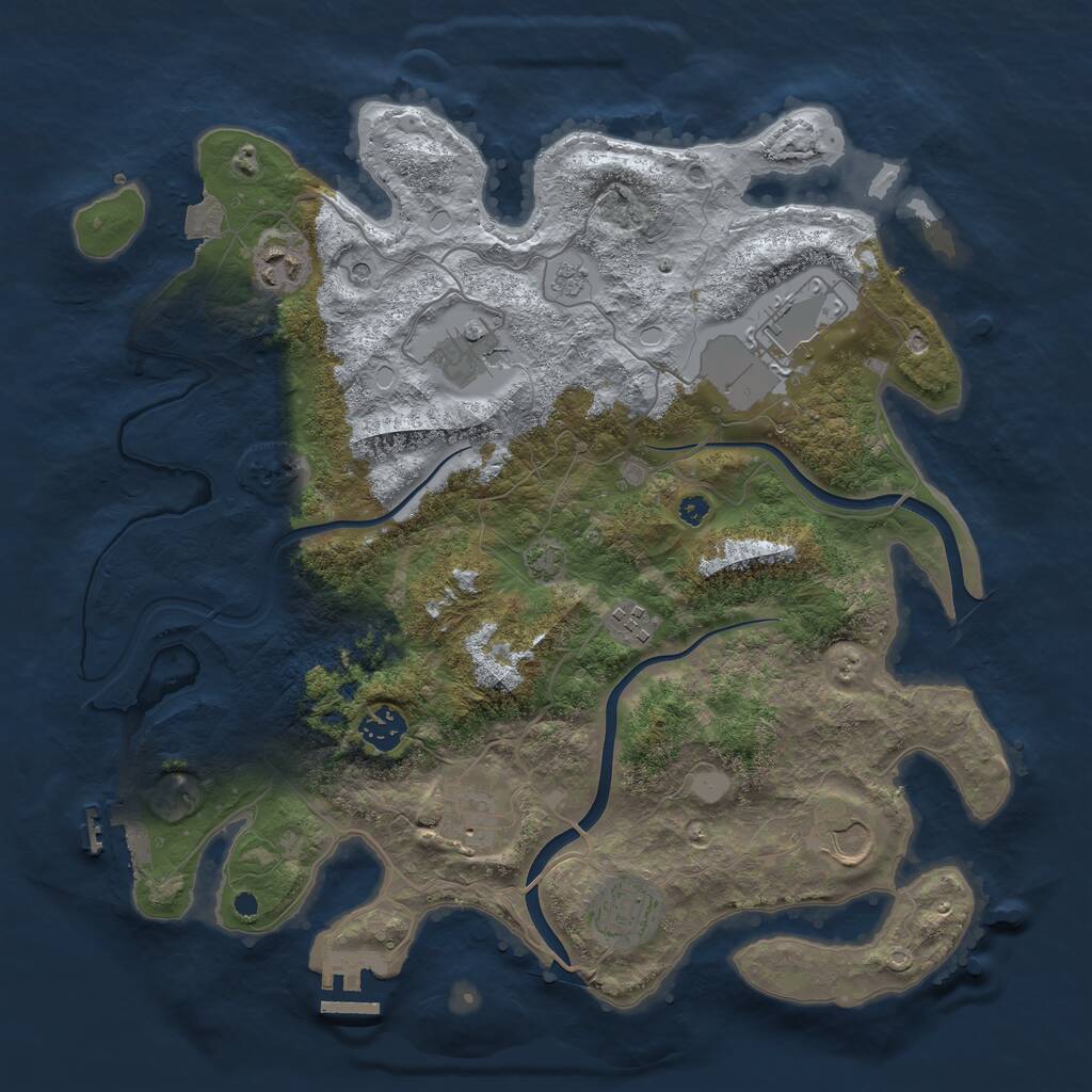 Rust Map: Procedural Map, Size: 3750, Seed: 721736, 14 Monuments