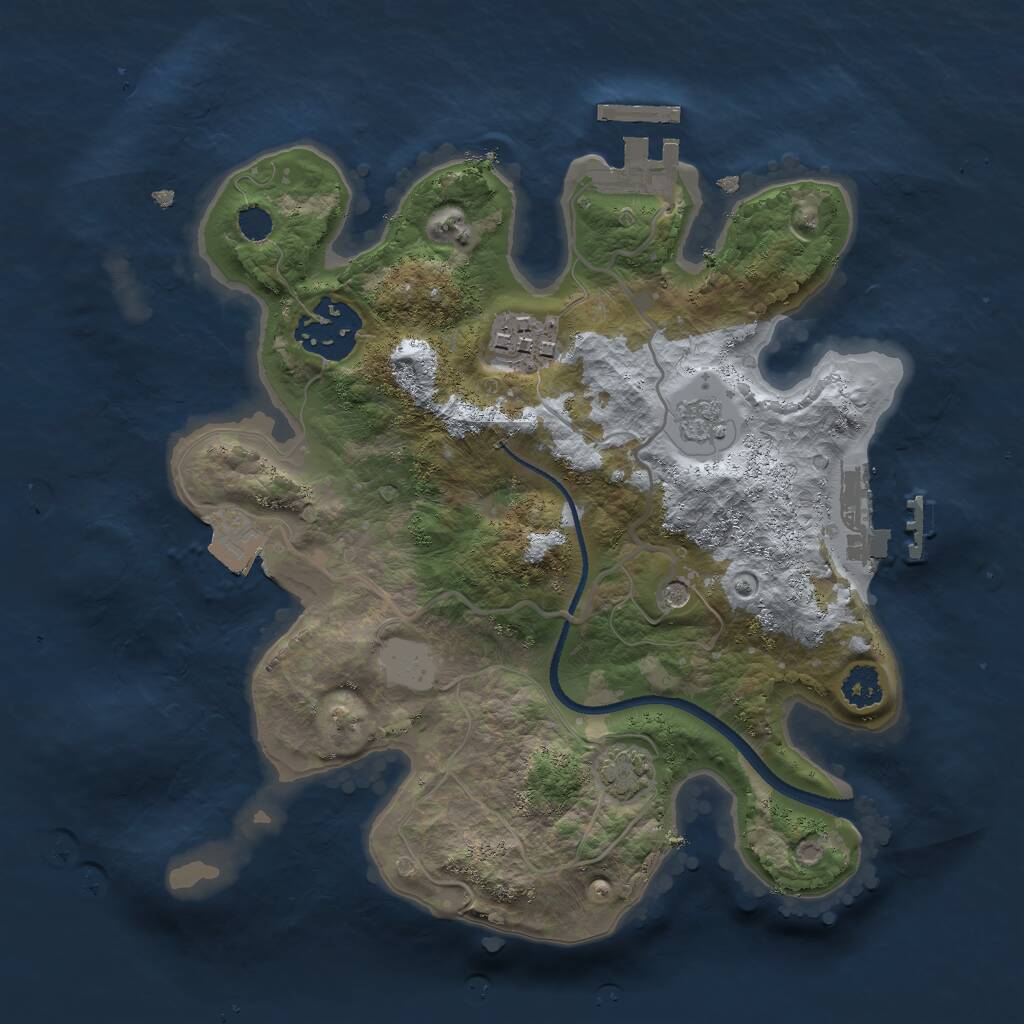 Rust Map: Procedural Map, Size: 2500, Seed: 163254362, 8 Monuments