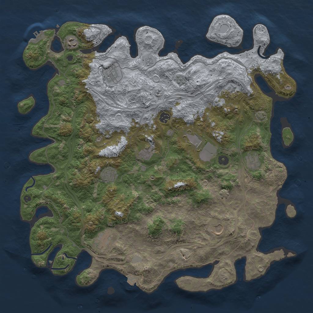 Rust Map: Procedural Map, Size: 4500, Seed: 721736, 18 Monuments