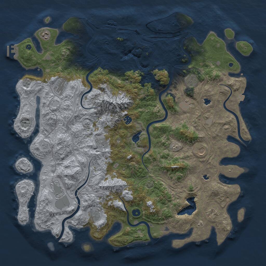 Rust Map: Procedural Map, Size: 5000, Seed: 34321234, 17 Monuments