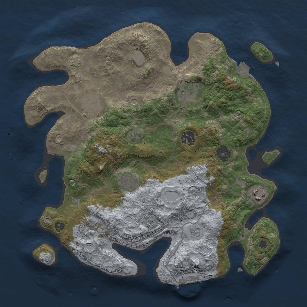 Rust Map: Procedural Map, Size: 3200, Seed: 177531548, 14 Monuments