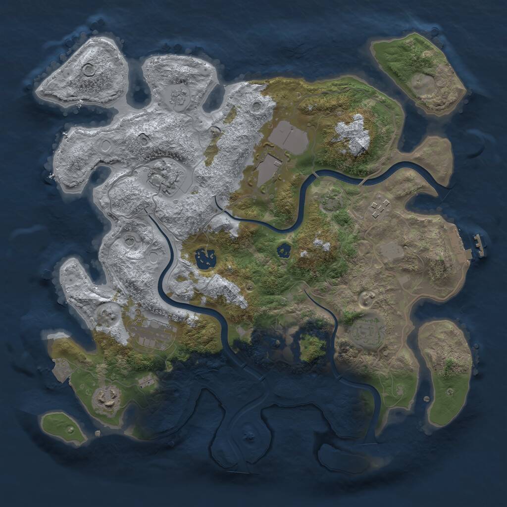 Rust Map: Procedural Map, Size: 3500, Seed: 332705474, 13 Monuments
