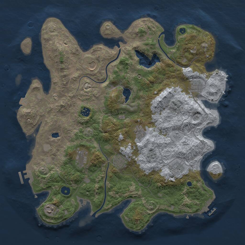 Rust Map: Procedural Map, Size: 4050, Seed: 1402985825, 15 Monuments