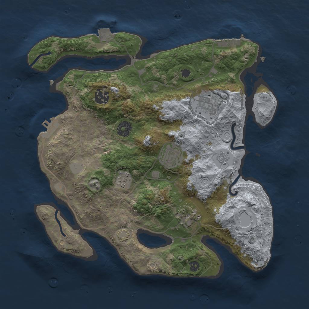 Rust Map: Procedural Map, Size: 3000, Seed: 619213932, 12 Monuments