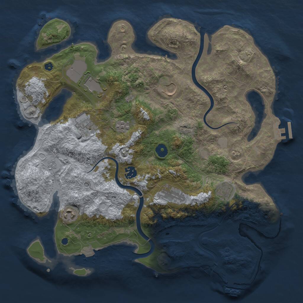 Rust Map: Procedural Map, Size: 3650, Seed: 97679117, 14 Monuments