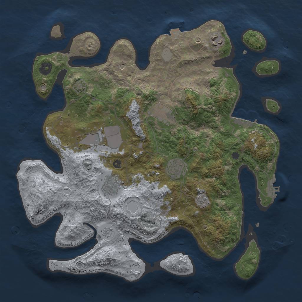 Rust Map: Procedural Map, Size: 3500, Seed: 6737676, 14 Monuments
