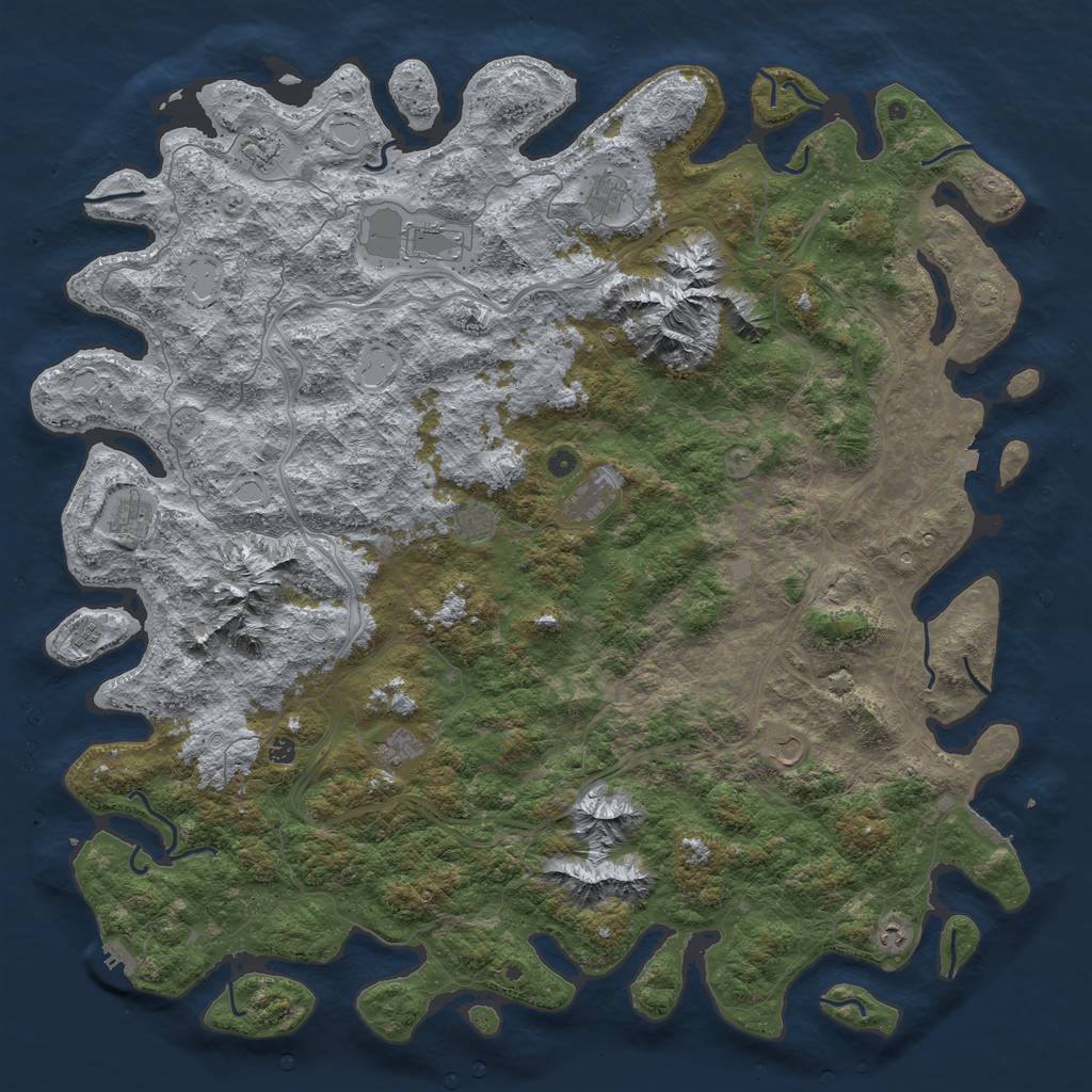Rust Map: Procedural Map, Size: 6000, Seed: 1068396713, 19 Monuments