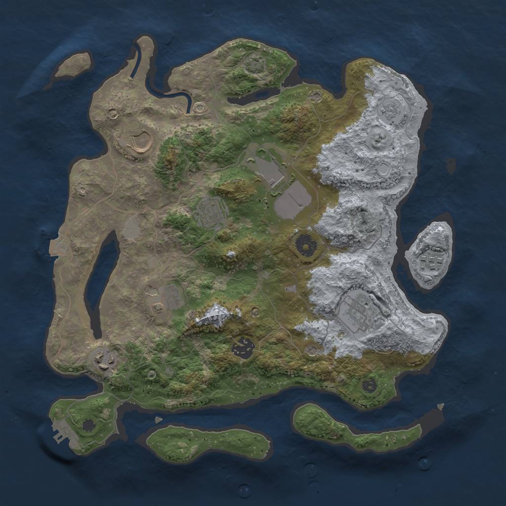 Rust Map: Procedural Map, Size: 3500, Seed: 689640355, 15 Monuments