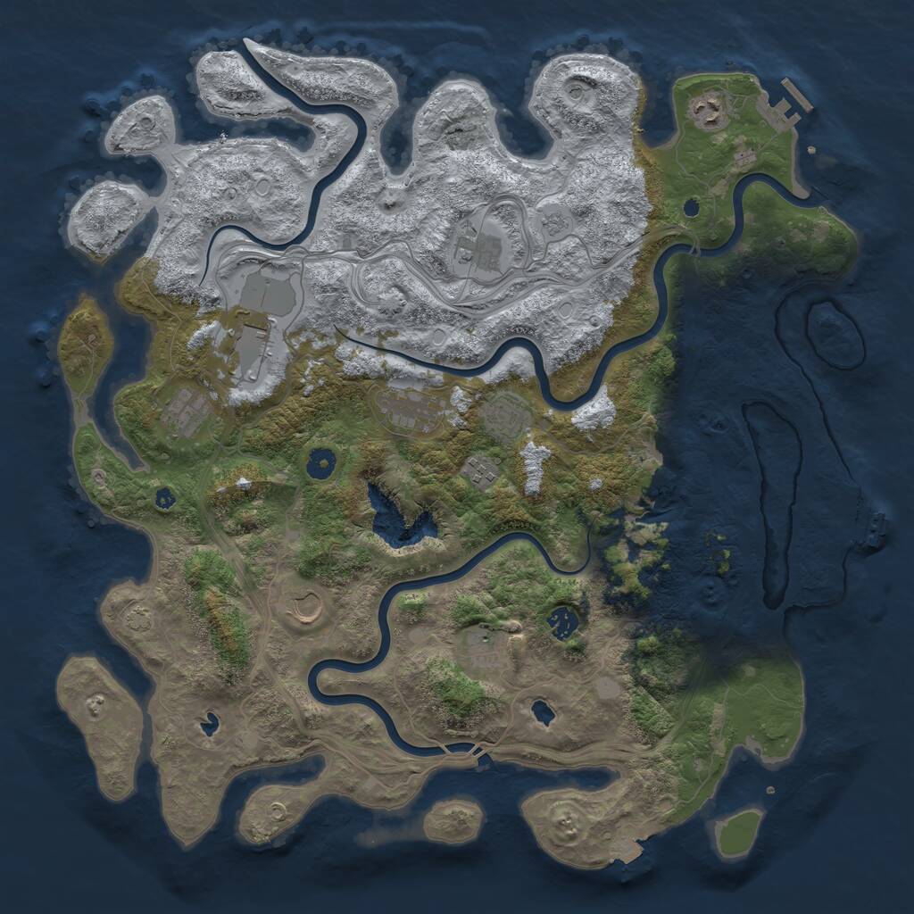 Rust Map: Procedural Map, Size: 4500, Seed: 384841012, 16 Monuments