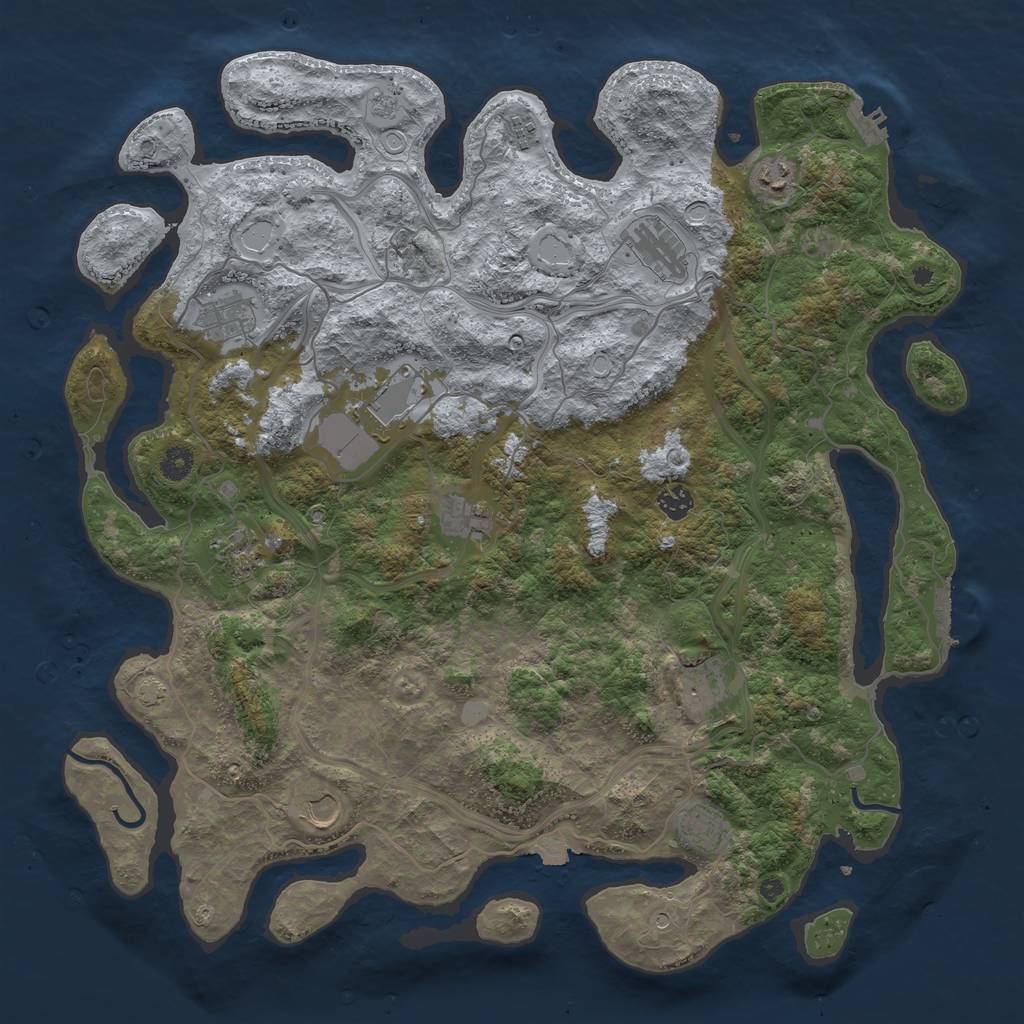 Rust Map: Procedural Map, Size: 4500, Seed: 384841012, 19 Monuments