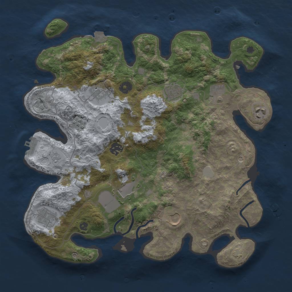 Rust Map: Procedural Map, Size: 3500, Seed: 20345, 16 Monuments