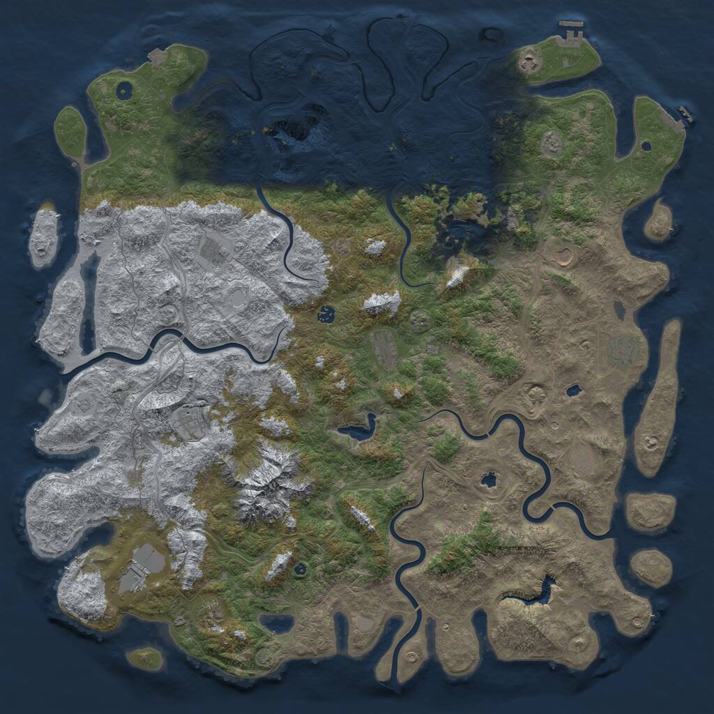 Rust Map: Procedural Map, Size: 6000, Seed: 366414352, 17 Monuments