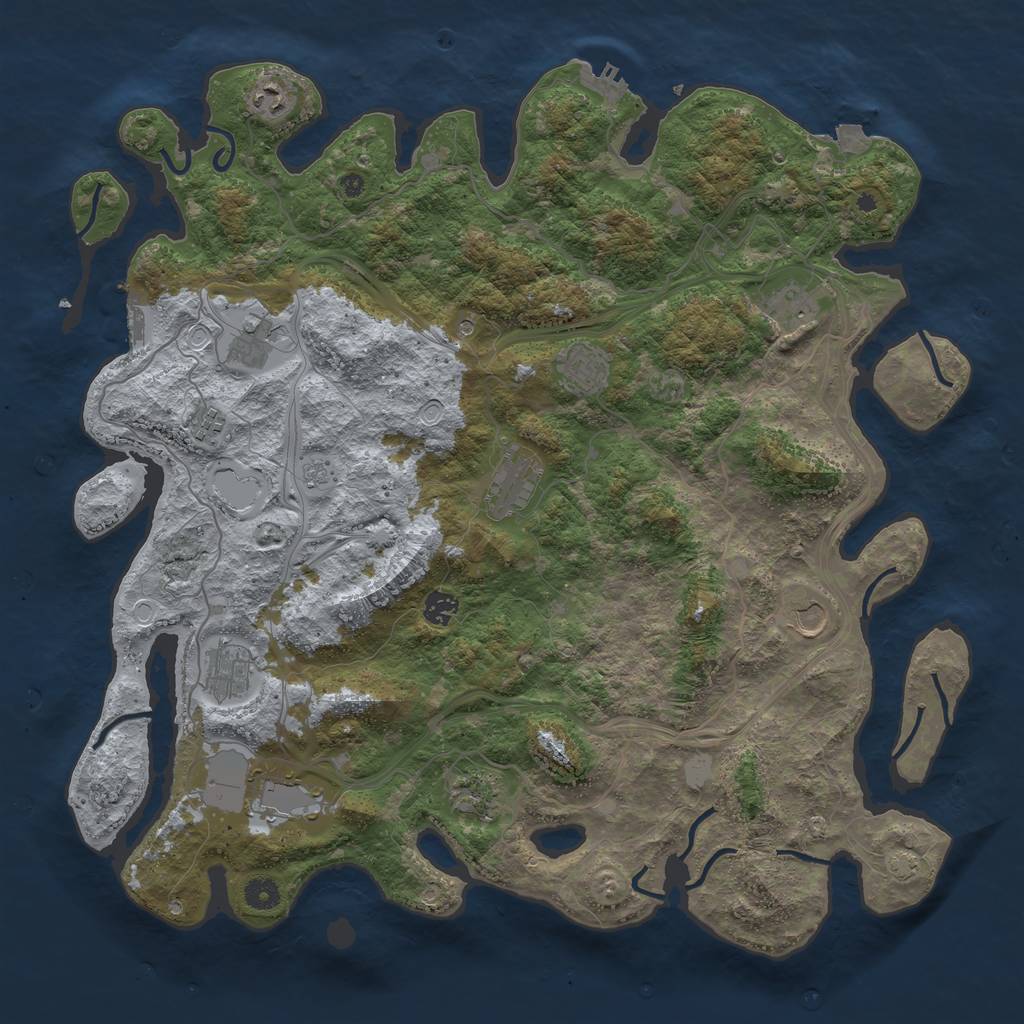 Rust Map: Procedural Map, Size: 4500, Seed: 1838008989, 19 Monuments
