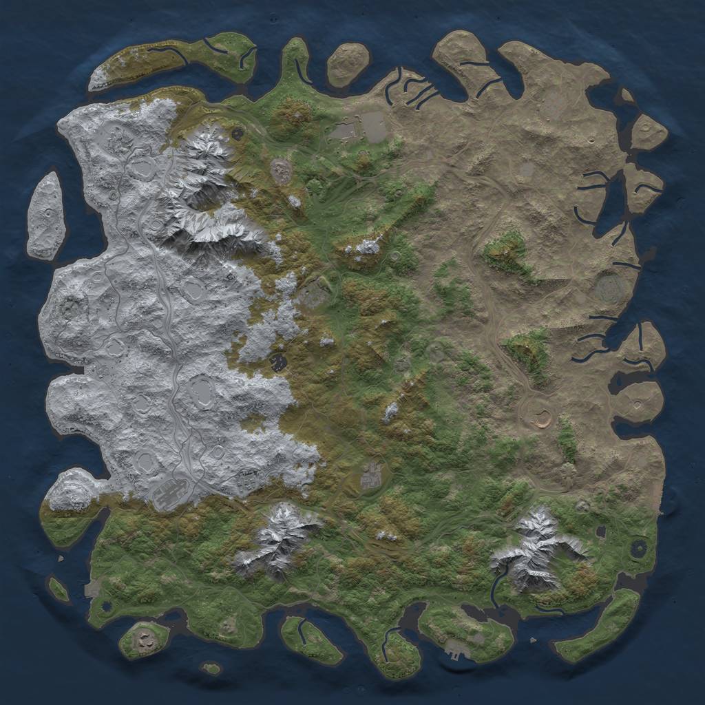 Rust Map: Procedural Map, Size: 6000, Seed: 234377433, 19 Monuments