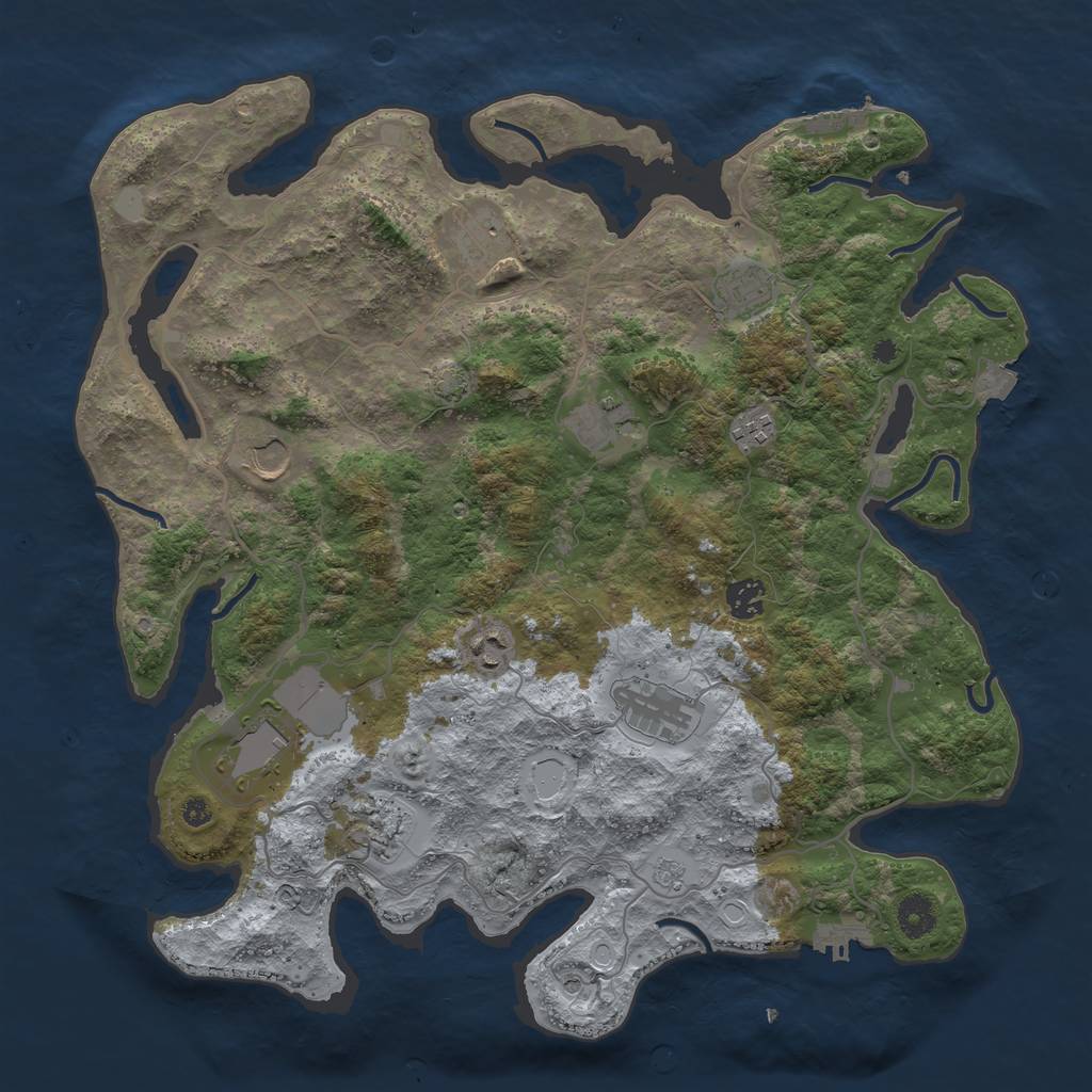 Rust Map: Procedural Map, Size: 4000, Seed: 103761284, 18 Monuments