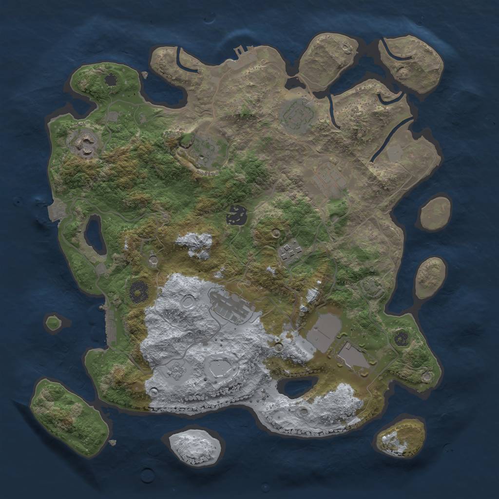 Rust Map: Procedural Map, Size: 3500, Seed: 1284197870, 16 Monuments