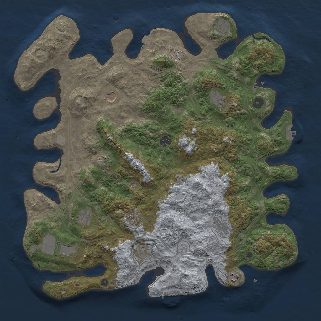 Rust Map: Procedural Map, Size: 4500, Seed: 117253524, 19 Monuments