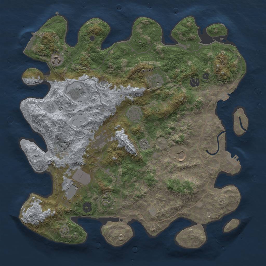 Rust Map: Procedural Map, Size: 4000, Seed: 81346609, 18 Monuments