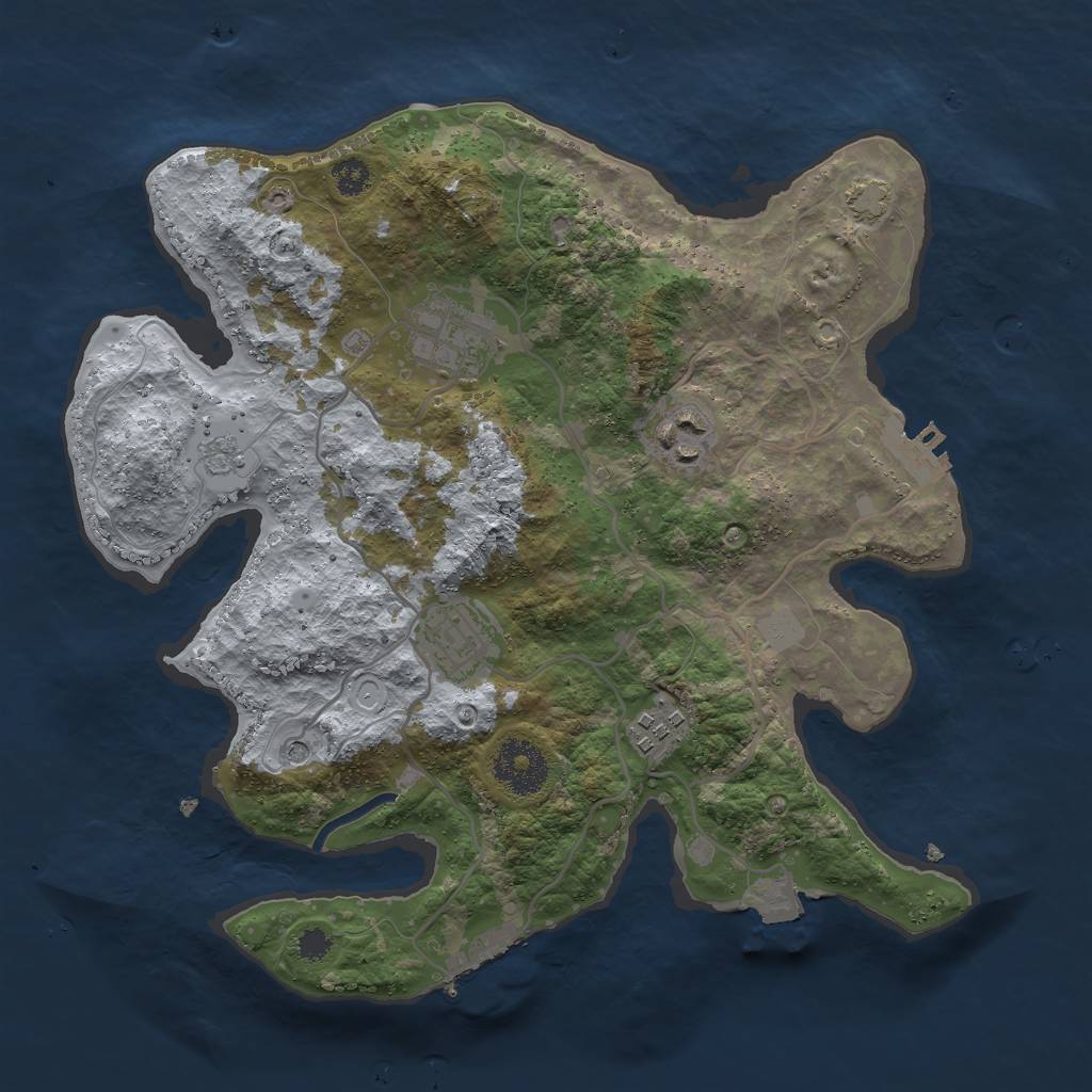 Rust Map: Procedural Map, Size: 3000, Seed: 1442099505, 12 Monuments