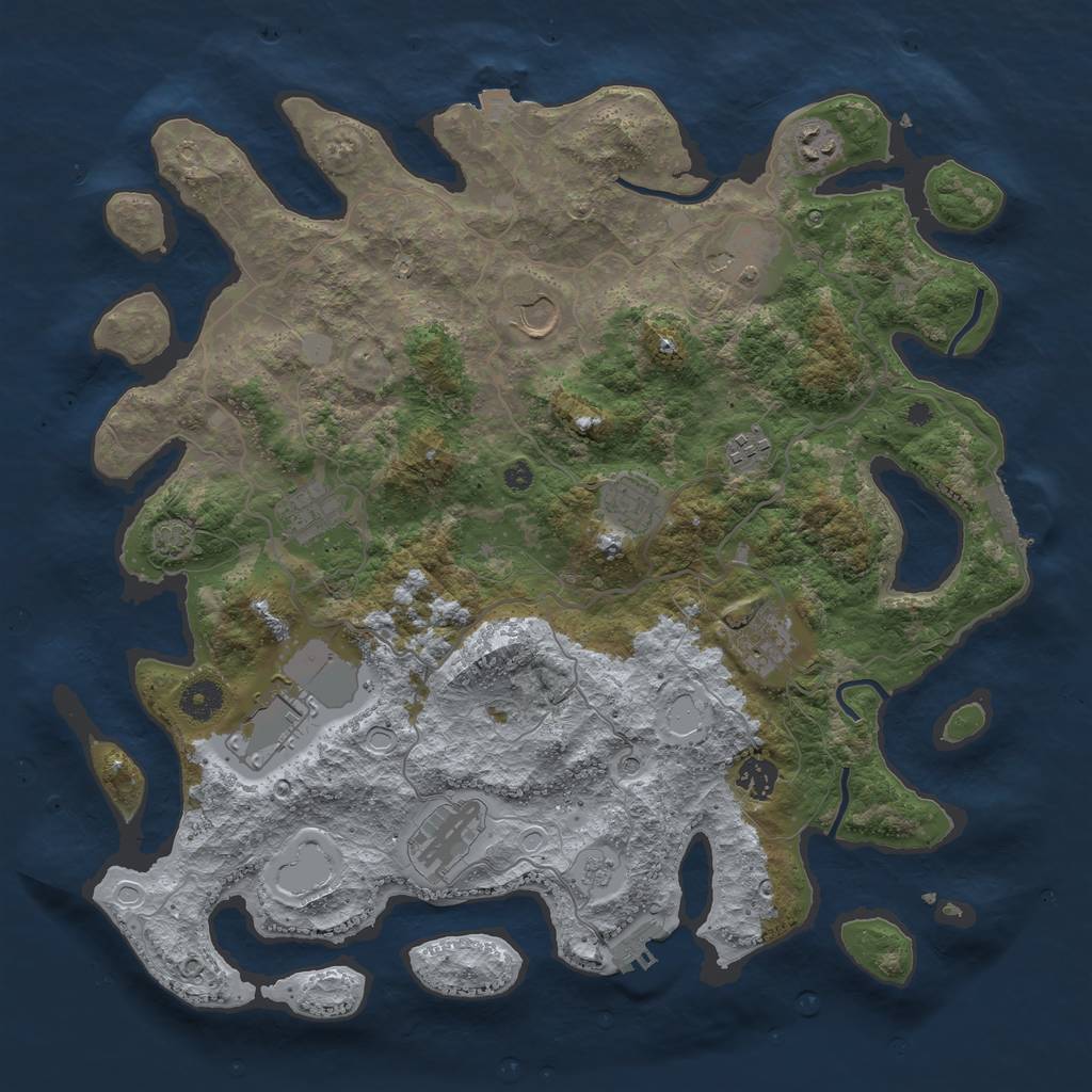 Rust Map: Procedural Map, Size: 4000, Seed: 1248589070, 18 Monuments