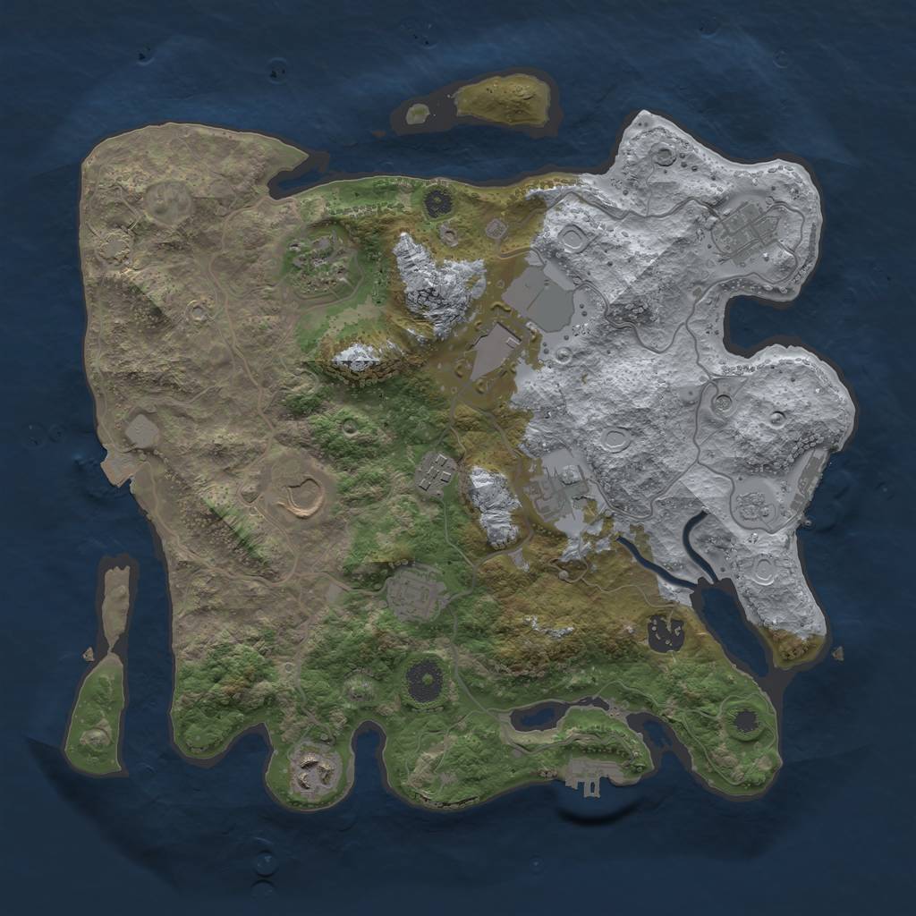 Rust Map: Procedural Map, Size: 3500, Seed: 481570348, 17 Monuments