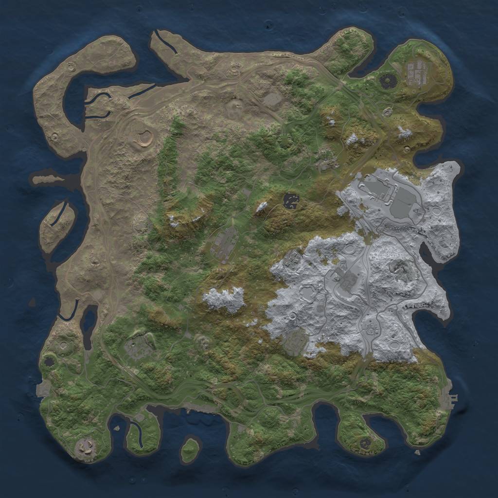 Rust Map: Procedural Map, Size: 4500, Seed: 1937955766, 19 Monuments