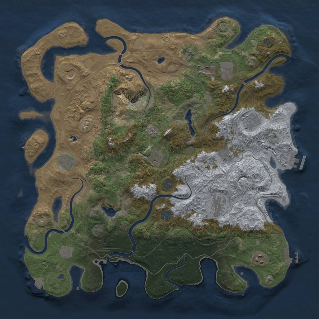 Rust Map: Procedural Map, Size: 4500, Seed: 1937955766, 17 Monuments
