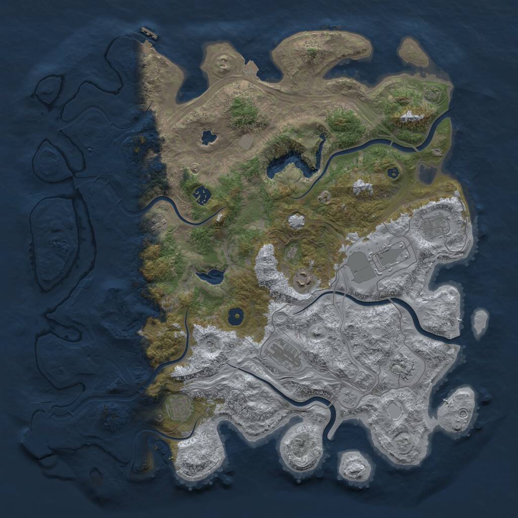 Rust Map: Procedural Map, Size: 4500, Seed: 2069630505, 14 Monuments