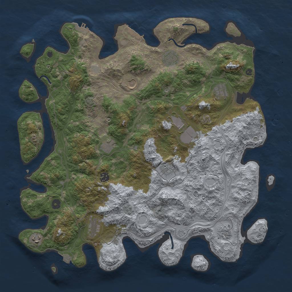 Rust Map: Procedural Map, Size: 4500, Seed: 2069630505, 19 Monuments