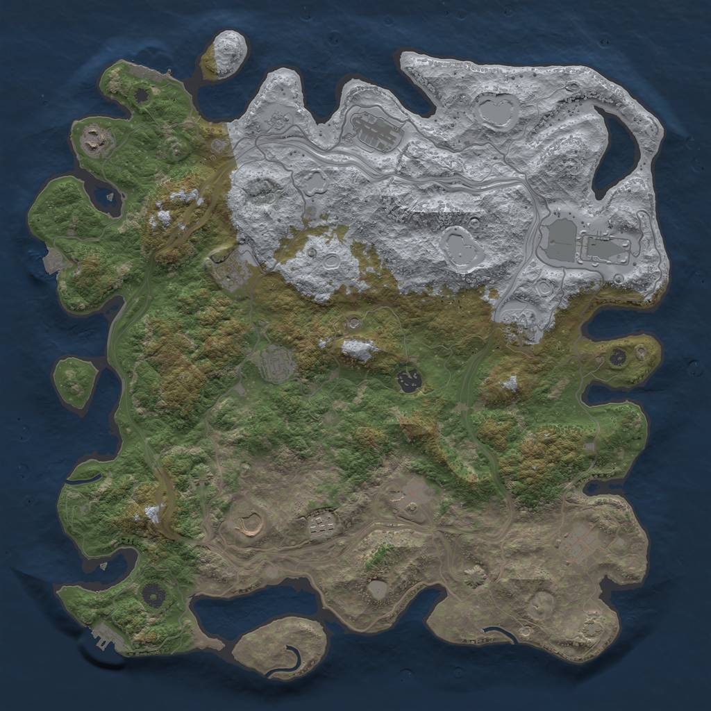 Rust Map: Procedural Map, Size: 4500, Seed: 37797547, 19 Monuments