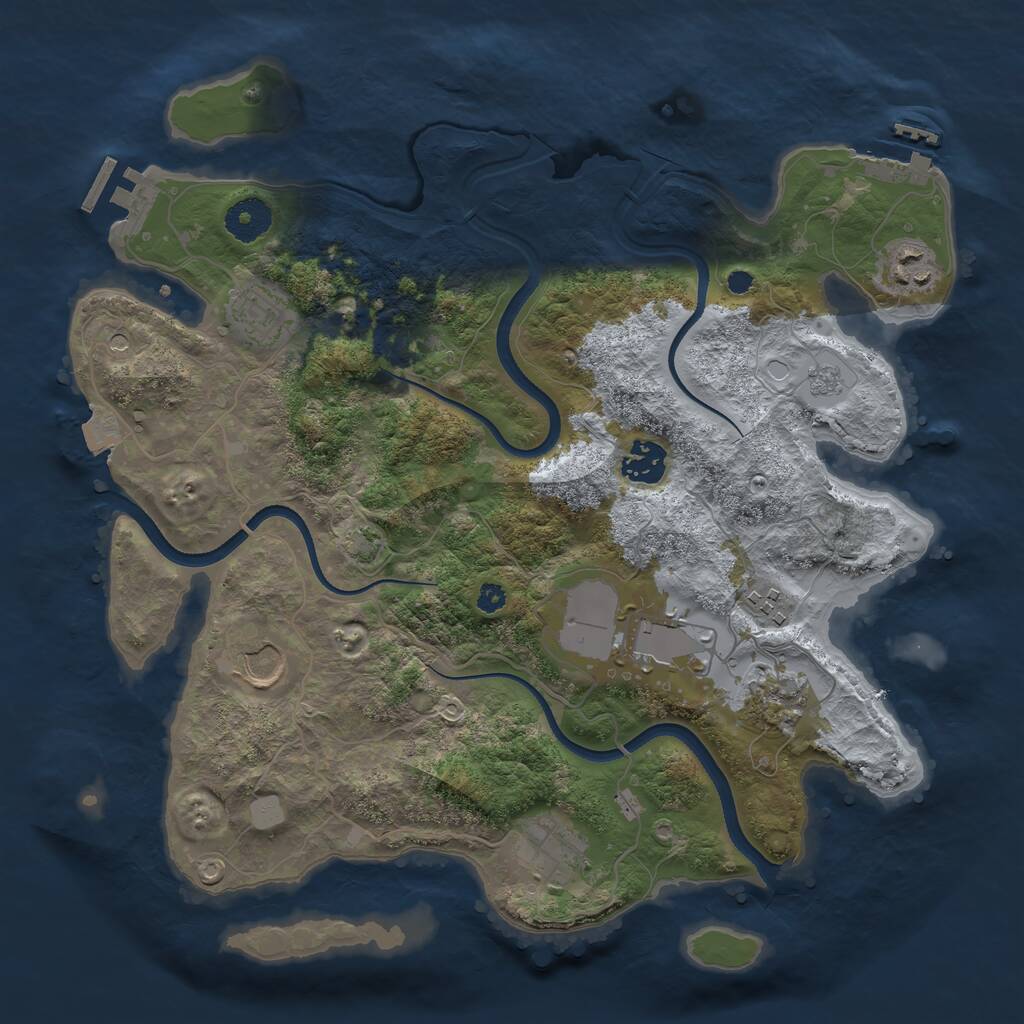 Rust Map: Procedural Map, Size: 3500, Seed: 2027364335, 14 Monuments