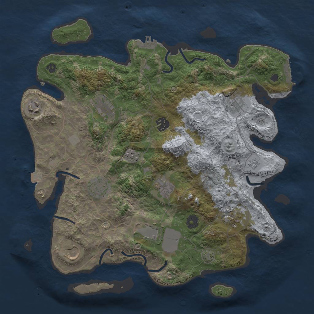 Rust Map: Procedural Map, Size: 3500, Seed: 2027364335, 18 Monuments