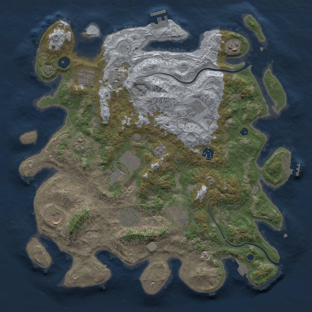 Rust Map: Procedural Map, Size: 3985, Seed: 111111, 16 Monuments