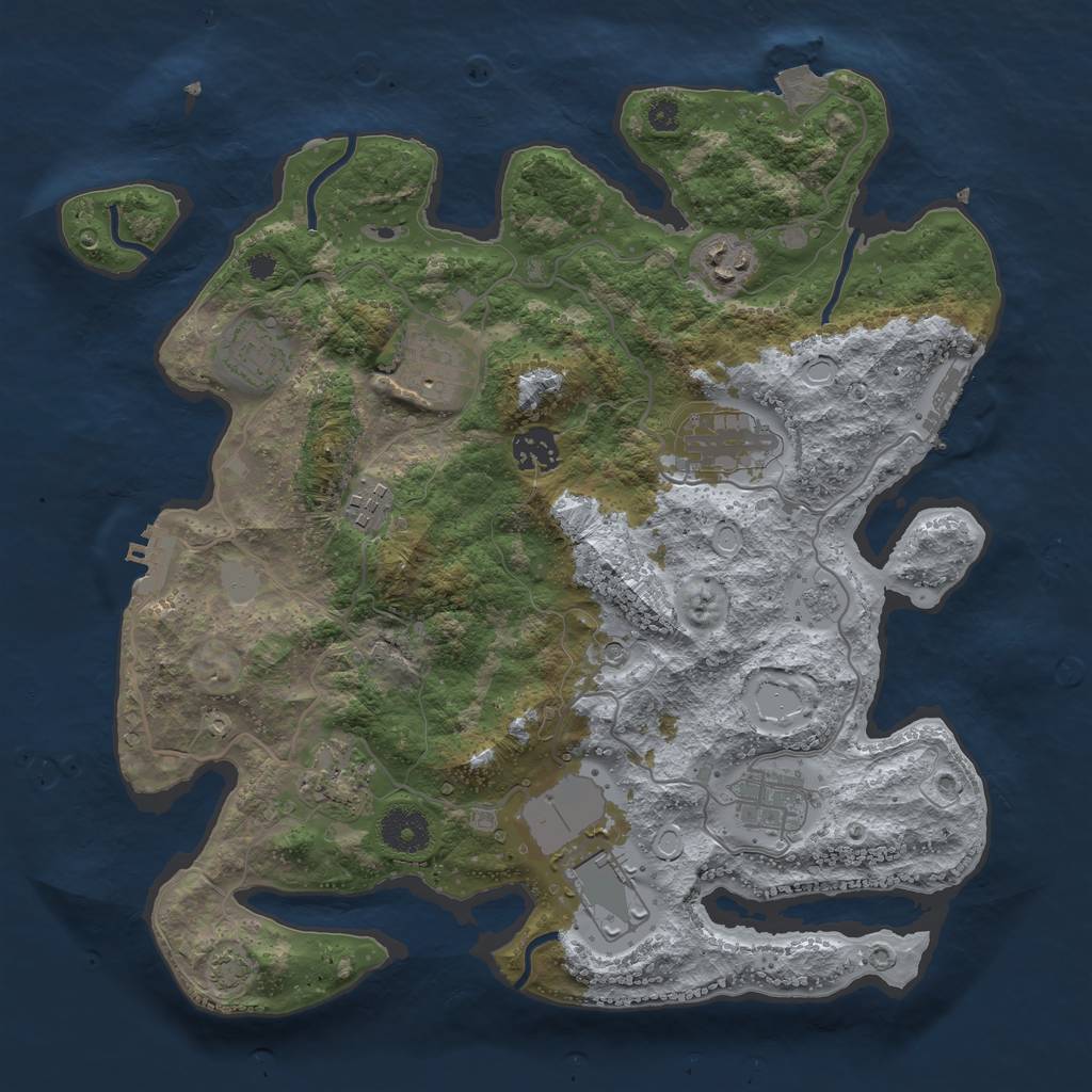 Rust Map: Procedural Map, Size: 3500, Seed: 1887136624, 17 Monuments