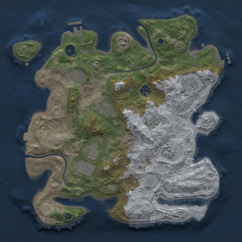 Rust Map: Procedural Map, Size: 3500, Seed: 1887136624, 14 Monuments