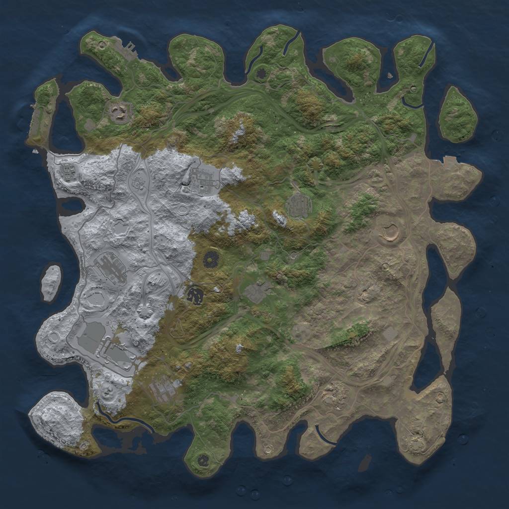 Rust Map: Procedural Map, Size: 4500, Seed: 1692501945, 19 Monuments