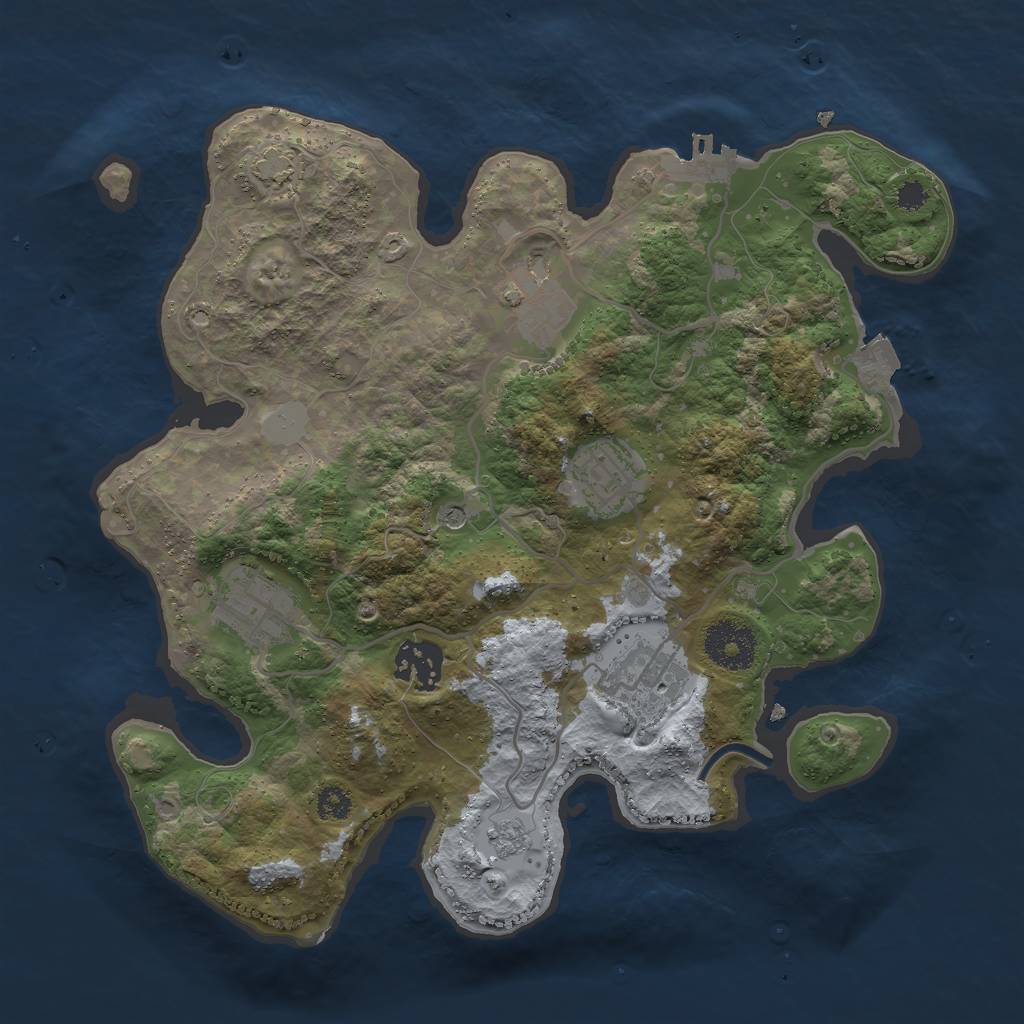Rust Map: Procedural Map, Size: 3000, Seed: 493554203, 12 Monuments