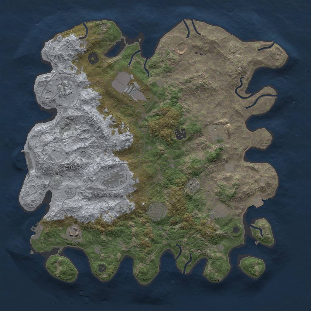 Rust Map: Procedural Map, Size: 4000, Seed: 230604784, 18 Monuments