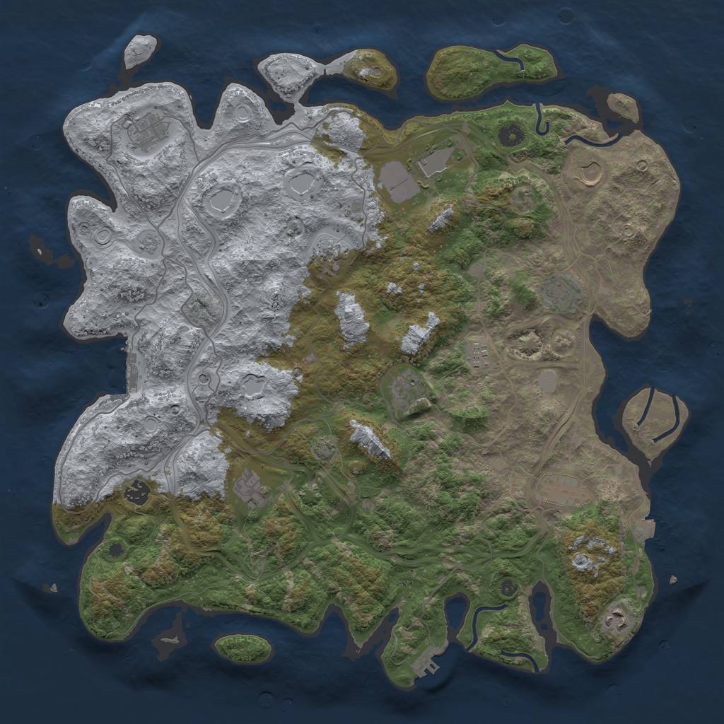 Rust Map: Procedural Map, Size: 4500, Seed: 1764728647, 19 Monuments